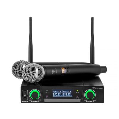 2 Wireless Handheld Microphone + 1 Receiver 500-694MHz UHF Azusa JU-822 