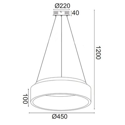 Lighting Fixture LED Black Matt 34W 3000K 13800-060 Dimmable Option