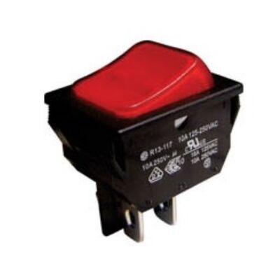 LARGE ROCKER SWITCH 4P WITH LAMP ON-OFF 30A/12V RED R13-117B-01 SCI