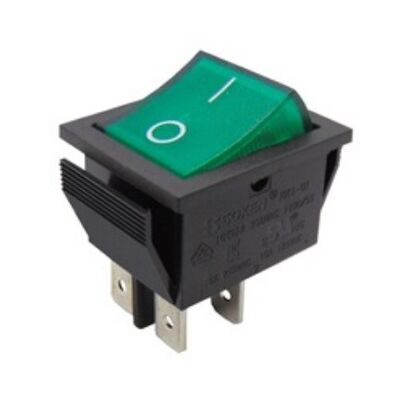 LARGE ROCKER SWITCH 4P WITH LAMP ΟΝ-OFF 16A/250V GREEN "0-" RK1-01 SOKEN