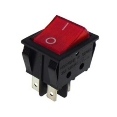 LARGE ROCKER SWITCH 4P WITH LAMP ON-OFF 22A/250V RED R210 HNO
