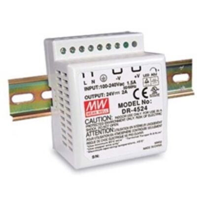 DIN RAIL POWER SUPPLY 48W/24V/2A DR-4524 MEAN WELL
