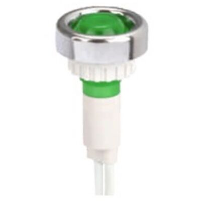 Ενδεικτική Λυχνία Βιδωτή Φ10 με Καλώδιο 17cm και Δαχτυλίδι + Neon Πράσινο 220V AC