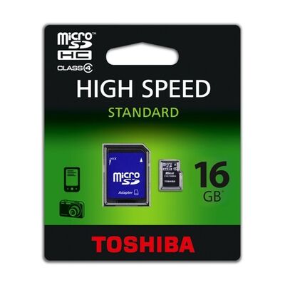 Κάρτα Μνήμης Micro-SD 16GB TOSHIBA με Adapter
