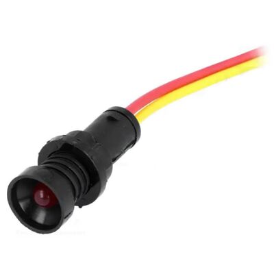 Indicator Led Lamp with Screw Mount/Cable Φ10 12/24 VAC/DC Red