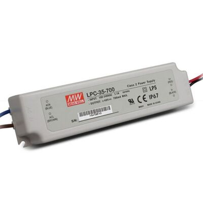 AC-DC ENCLOSED-LED/CLASS 2 POWER SUPPLY 35W/9-48V/700mA IP67 LPC-35-700 Mean Well