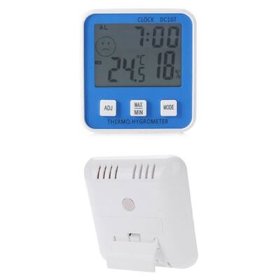 Θερμόμετρο - Υγρόμετρο Ψηφιακό με Ρολόι Μπλε
