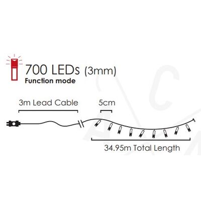Christmas Led Lights Warm White 700L 34.95m 8 Functions 934-027