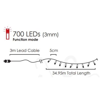 Christmas Led Lights Cool White 700L 34.95m 8 Functions 934-028