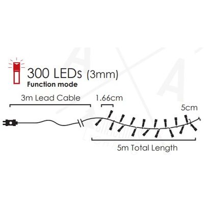 Christmas Led Lights Cool White 300L 8 Function 5m 934-031