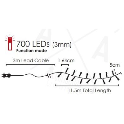 Christmas Led Lights Cool White 700L 11.5m 8 Functions 934-033
