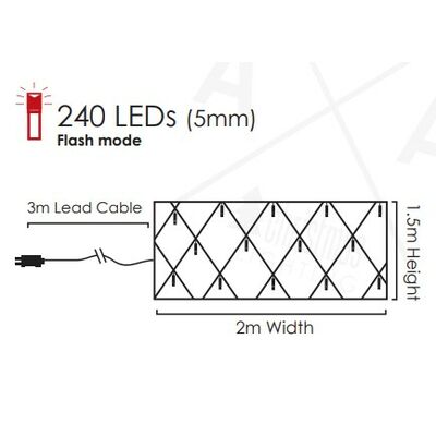 Λαμπάκια Led Flash Δίχτυ Θερμό Λευκό 240L 2m x 1.5m 934-051