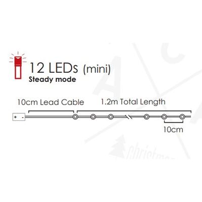 Christmas Led String Lights With Copper Wire Warm White 12L 1.2m  934-057