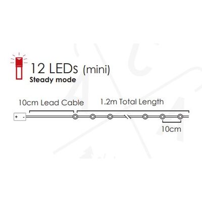 Christmas Led String Lights With Copper Wire Warm White 12L 1.2m  934-060