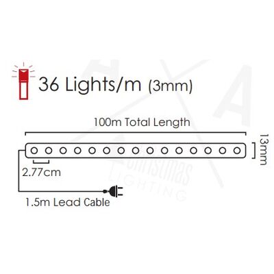 Rope Light 36 Lights/m 2 Wires Red 935-002