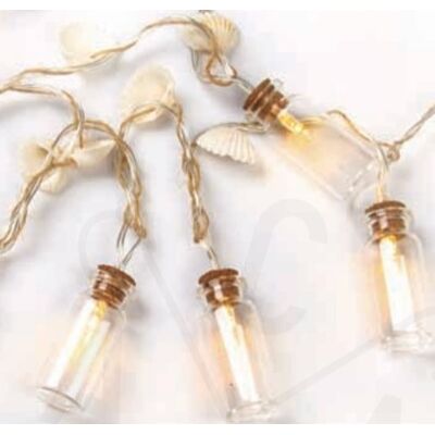 Decorative Glass Bottle - Shell 10 Led Warm White With 2xAA 90-374