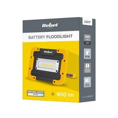 Rechargeable LED Flood Light 10W 4000K Yellow REBEL