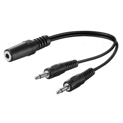 Cable Adapter Stereo mini Jack 3.5mm 1 Female - 2 Male 0.2m Black 3 Pin