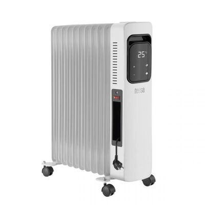 11 Fin Portable Oil Filled Radiator Adjustable Thermostat Electric Warm Heater 2500W + Remote control