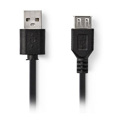 USB 2.0 A Male Cable to A Female 2m Black