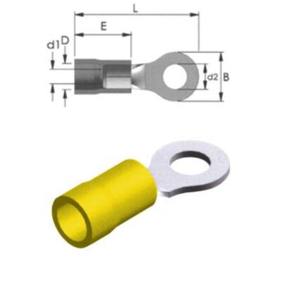 Single-Hole Cable Lug Insulated Yellow 5.3 RV5.5-5 50 PIECES/BLΙSΤΕR CHS