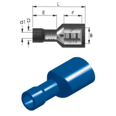 Coated Slide Cable Lug Female Blue FDFD2-250 50 PIECES/BLΙSΤΕR CHS