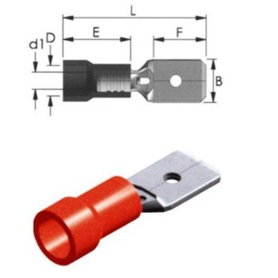 Slide Cable Lug Insulated Male Red 6.35 MDD1.25-250 100 PIECES/BLΙSΤΕR CHS