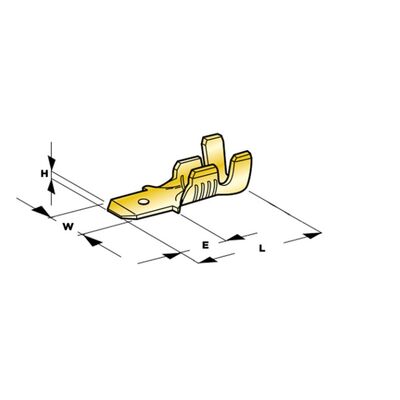 Naked Male Slide Cable Lug 4.8-1.3 Brass 805202 CYI