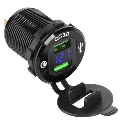 Car Voltmeter 12-24V DC + 2xUSB Car Charger with Quick Charge PY