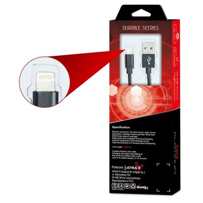 Καλώδιο USB σε Apple Lightning 2m 3.1A Μαύρο