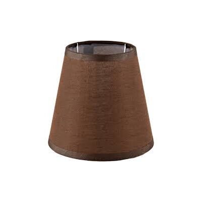 Υφασμάτινο Αμπαζούρ - Καπέλο με μεταλλική βάση για Λάμπες E14 Καφέ-Λινό 14x9x13cm 12600-509