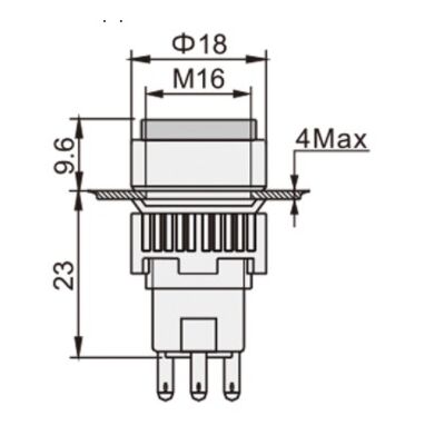 Screw Terminal Button Φ16 + Soldering + Led 230VAC Green SDL16-11ADL XND 