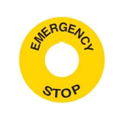 Πινακίδα Ένδειξης Φ90 Emergency/Stop Για Φ22 Κίτρινη Ε90 KND