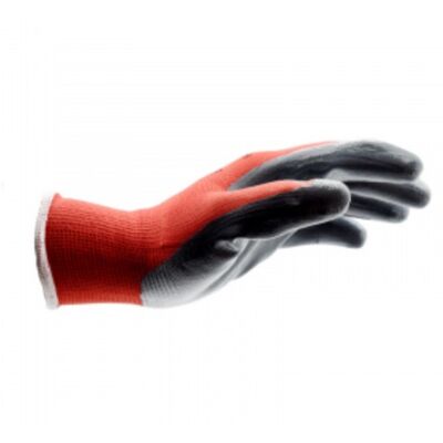 Protective Knitted Gloves, Coated with Nitrile, Red Nitrile, Size 9 Wurth