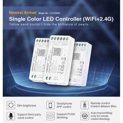 Dimmer MONO 12V-24VDC 12A WIFI Controller Mi-Light FUT036W για Ταινίες Led