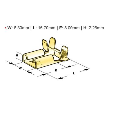 Naked Female SlideE Angle Cable Lug 6.3-2.5 Brass R/A