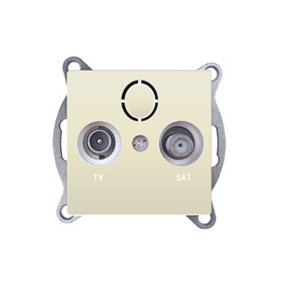 TV-SAT Socket End-Line Male & F Connector Surge Protection IP20 Ivory Prime