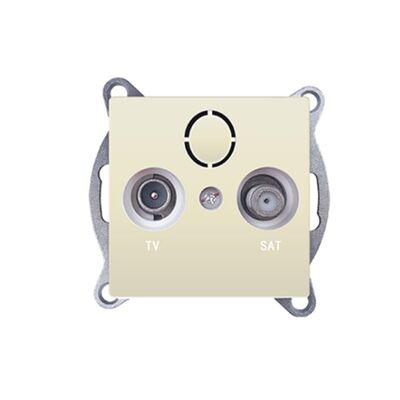 TV-SAT Socket Through-Line Male & F Connector Surge Protection IP20 Ivory Prime