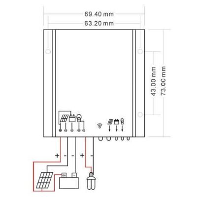 Solar Charge Controller - Ρυθμιστής Φόρτισης Μπαταριών 12V/24V 10A PWM IP68