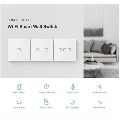 SONOFF Ασύρματος Διακόπτης Αφής Touch Τριπλός Smart Wifi