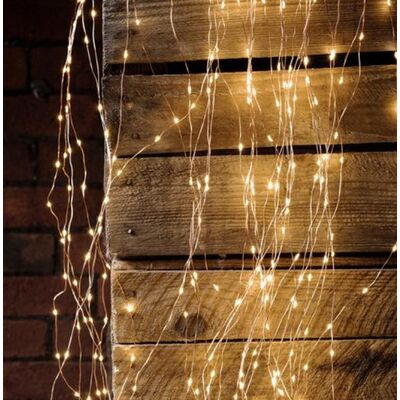 Decorative Wire with 400LEDs in the Shape of a Curtain Warm White 2x2m with USB + Remote Control