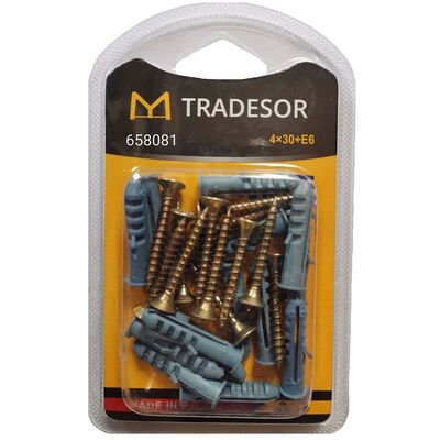 Chipboard Screws 4x30mm with Wall Plugs 13pcs