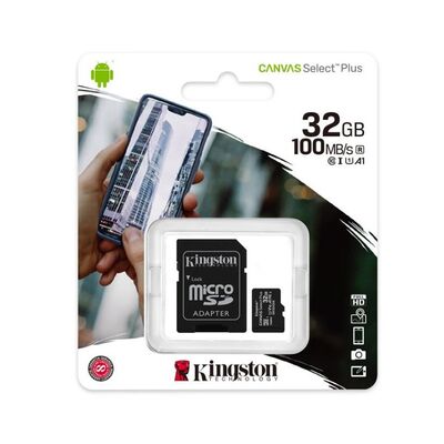 Micro SD Kingston 32GB Class 10 UHS-I 100 MB/s + Adapter