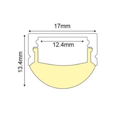 Προφίλ Αλουμινίου Ίσιο Transparent Cover 60° 2m 12.4mm