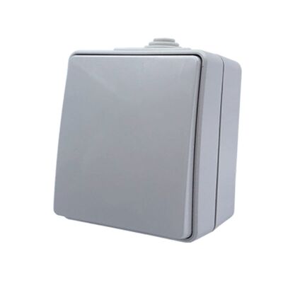 Outdoor Switch 1 Button 2 Way  with Screw 1P 10AX 250VAC IP55 Gray