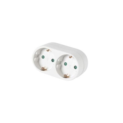 Socket Adapter Plug 1 to 2 Sockets Straight White 20212-018-W