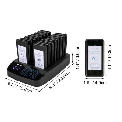 Restaurant Pager System 16 Pagers, Max 98 Beepers Wireless Calling System, Touch Keyboard with Vibration, Flashing and Buzzer for Church, Nurse,Hospital & Hotel
