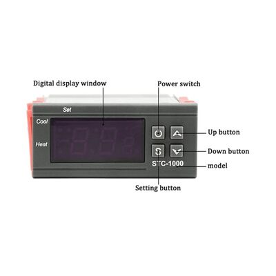 Digital Thermostat -50~+90°C 10A 220V With Capillary STC-1000