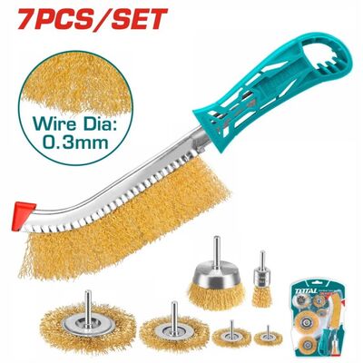 Set of 7 Pcs Wire Brushes Hand & Drill Total TAC310071