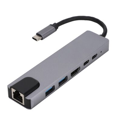 Adapter - Hub6 Type-C 6 in 1 LAN+HDTV+USB 3.0 X 2+TYPE C X2